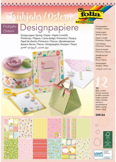 Folia Designpapierblock Frühjahr / Ostern in A4, Multicolor - Bild 1