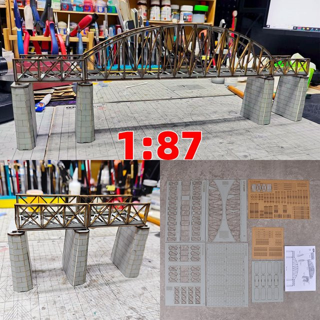 Cor Schienenbrücke, Bausatz für Architekturmodell, Holz, Maßstab HO 1/87 - Bild 1