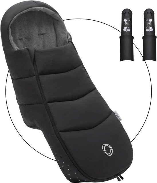Bugaboo Fußsack mit Höhenadapter und Fleece-Futter in Schwarz mit reflektierenden Elementen - Bild 1