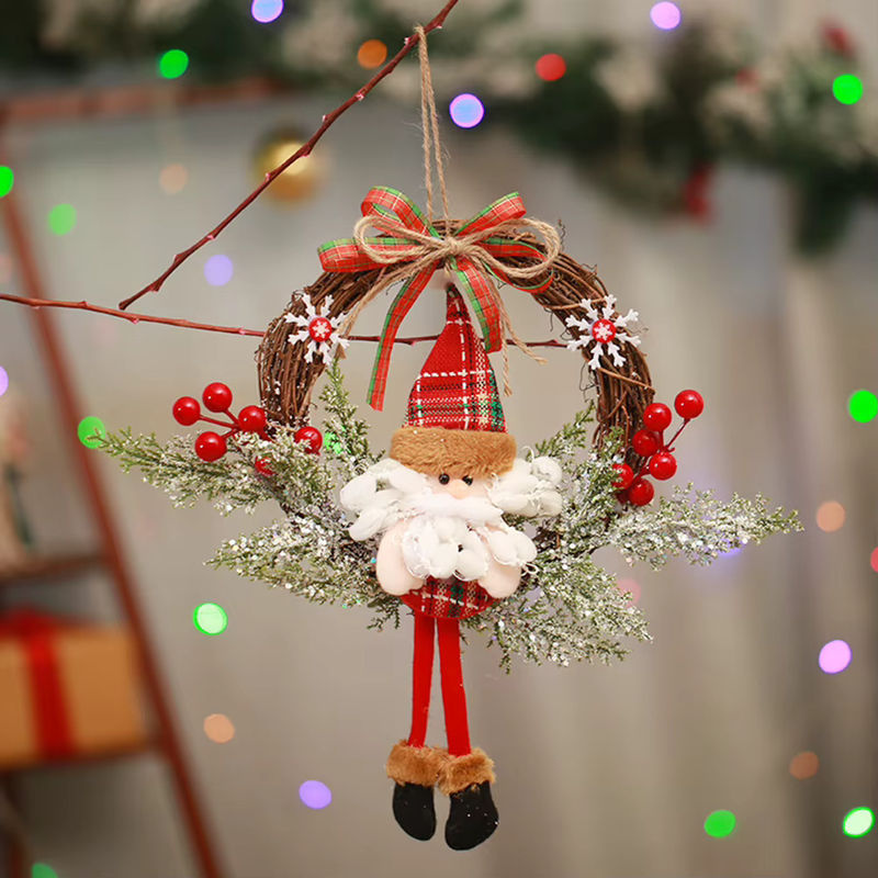 Rustikaler Weihnachtskranz mit künstlichen Zweigen und Blumen in Mehrfarbig für deine Weihnachtsdekoration - Bild 2