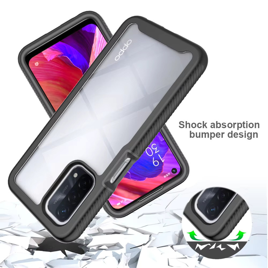 Kumonkey Stoßfeste Schutzhülle mit integriertem Displayschutz für OPPO A54 5G, A74 5G, A57 5G, A77 5G, A57S in Transparent und Schwarz - Bild 4