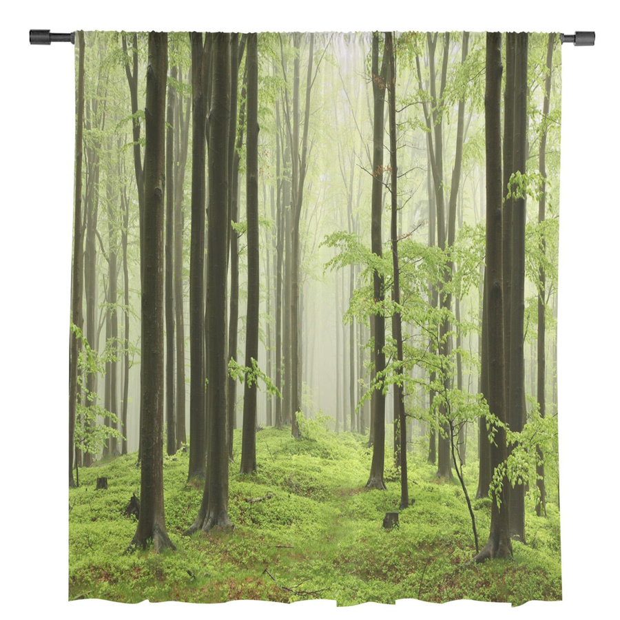 Bergwald Transparente Vorhänge aus Tüll, Voile und Organza für Wohnzimmer und Küche, Farbe: Transparent, B: 135 cm, H: 115 cm - Bild 2