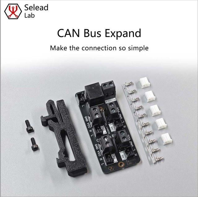 Seleadlab CANBus Erweiterungsboard für Klipper 3D-Drucker in Schwarz mit RJ11-Anschluss und DIN-Schienen-Montage - Bild 1