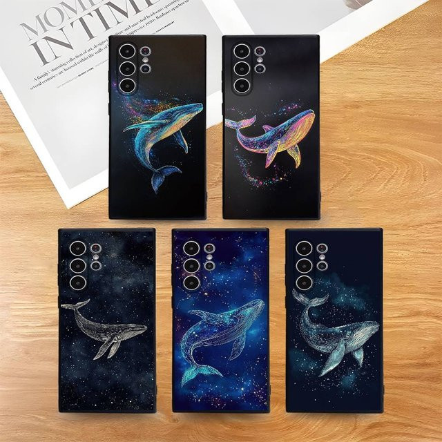 Whale Art Öl-Design Handyhülle für Samsung Galaxy S25 S24 S23 S22 S21 S20 Plus 5G Frosted Non-Slip Soft Cover - Bild 1