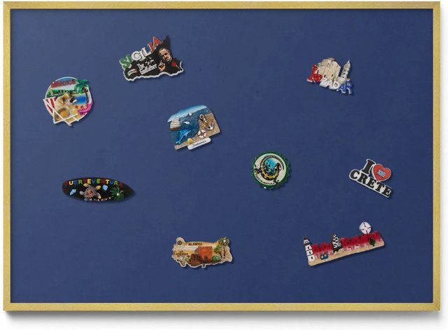 Tulup Magnettafel aus Metall für die Wand mit Motiv in Marineblau und Goldrahmen, Breite: 100 cm, Höhe: 70 cm - Bild 1