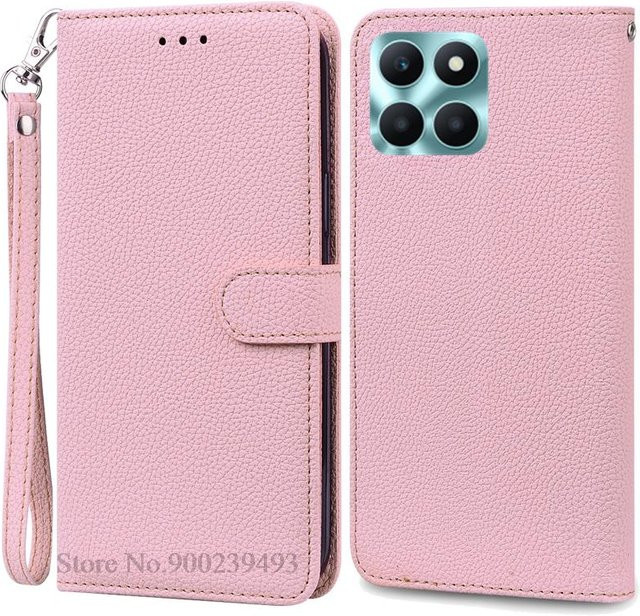 Leder-Flip-Brieftaschen-Hülle für Honor X6A in Pink mit Silikon-Abdeckung - Bild 1