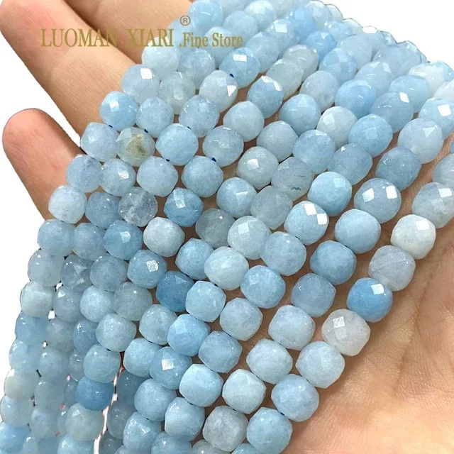 LUOMAN XIARI Perlen Aquamarin-Chalcedon, 7-8 mm, Unisex - Bild 1