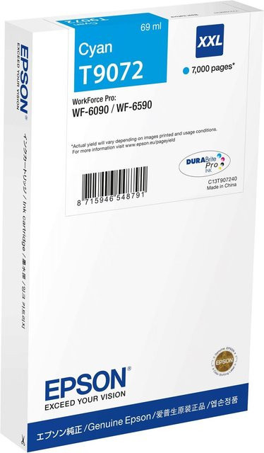 Epson T9072 Cyan Tintenpatrone XXL für WorkForce Pro WF-6090 und WF-6590, 69 ml - Bild 1