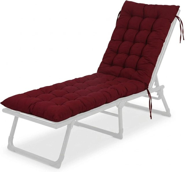 Relaxdays Bankauflage aus Polyester in Rot, gesteppt mit Bindebändern, B/T: 180 x 50 cm - Bild 1
