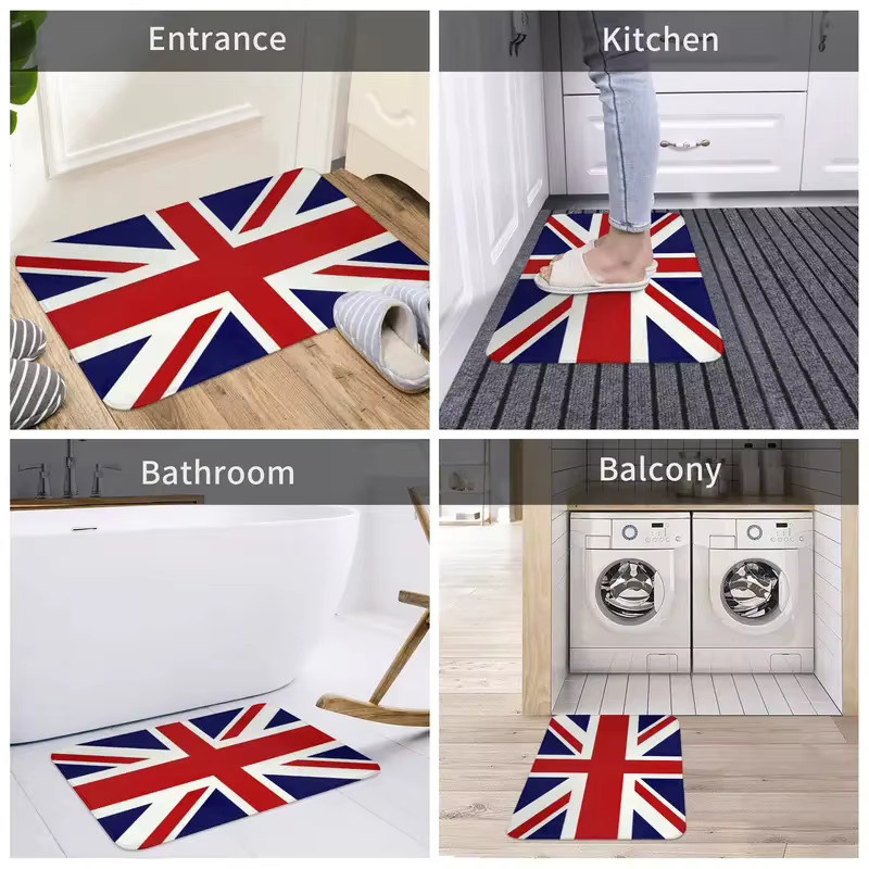 VIKAMA Union Jack Fußmatte, rutschfester und saugfähiger Teppich in Rot, Blau und Weiß, B/T: 60,0 x 40,0 cm - Bild 5