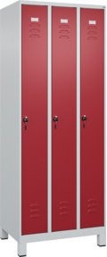 C+P Spind Classic PLUS Garderobenschrank mit 3 Abteilen, Füße, H: 195 cm, B: 75 cm, T: 50 cm, Sicherheits-Drehriegel und 3 Garderobenhaken - Bild 1