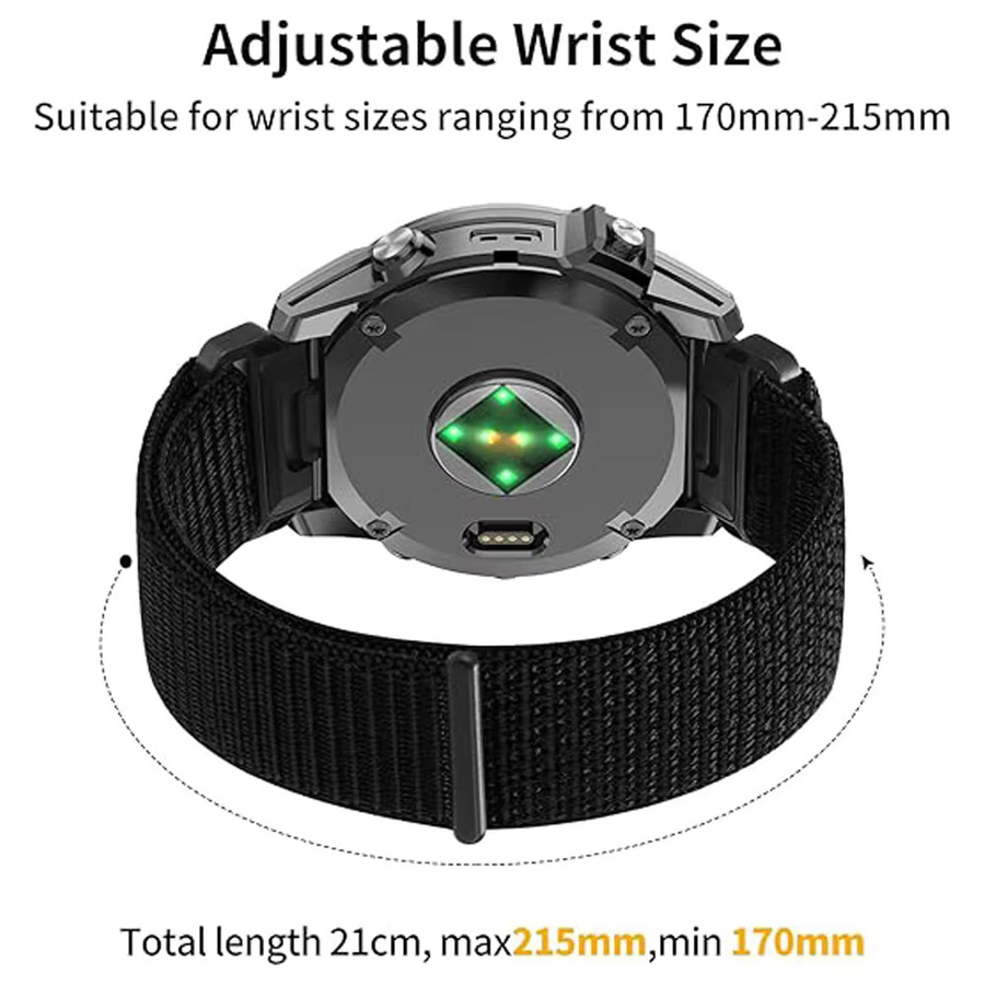 Uhrenarmband Nylon, Schwarz, Unisex, 26mm, 22mm - Bild 3