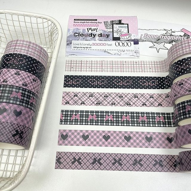6er Set Kawaii Washi-Tape mit Retro Frucht-Motiven in Multicolour für Schule und Bastelarbeiten - Bild 1