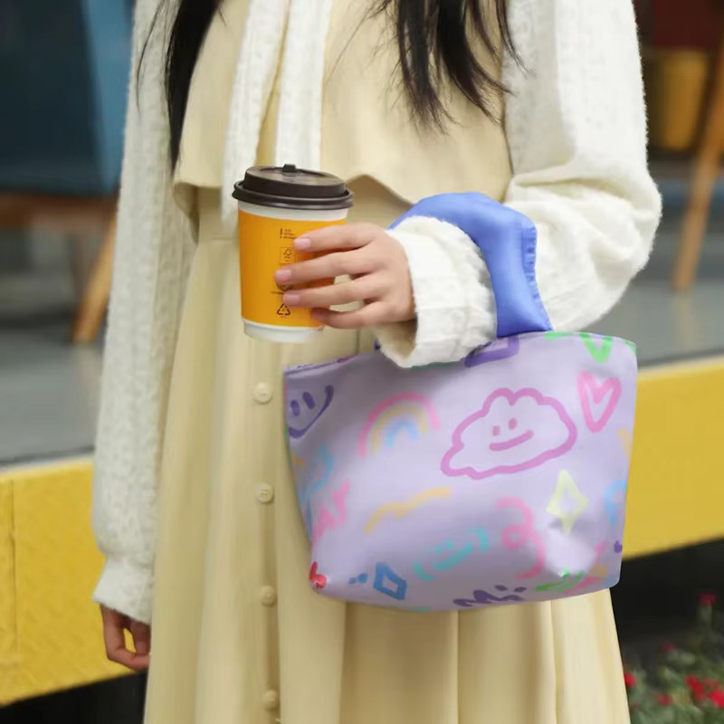 Isolierte Lunchbox-Tasche in Wolkenform, orangefarbene Essenstasche aus Aluminiumfolie für Pendler und Studenten - Bild 3