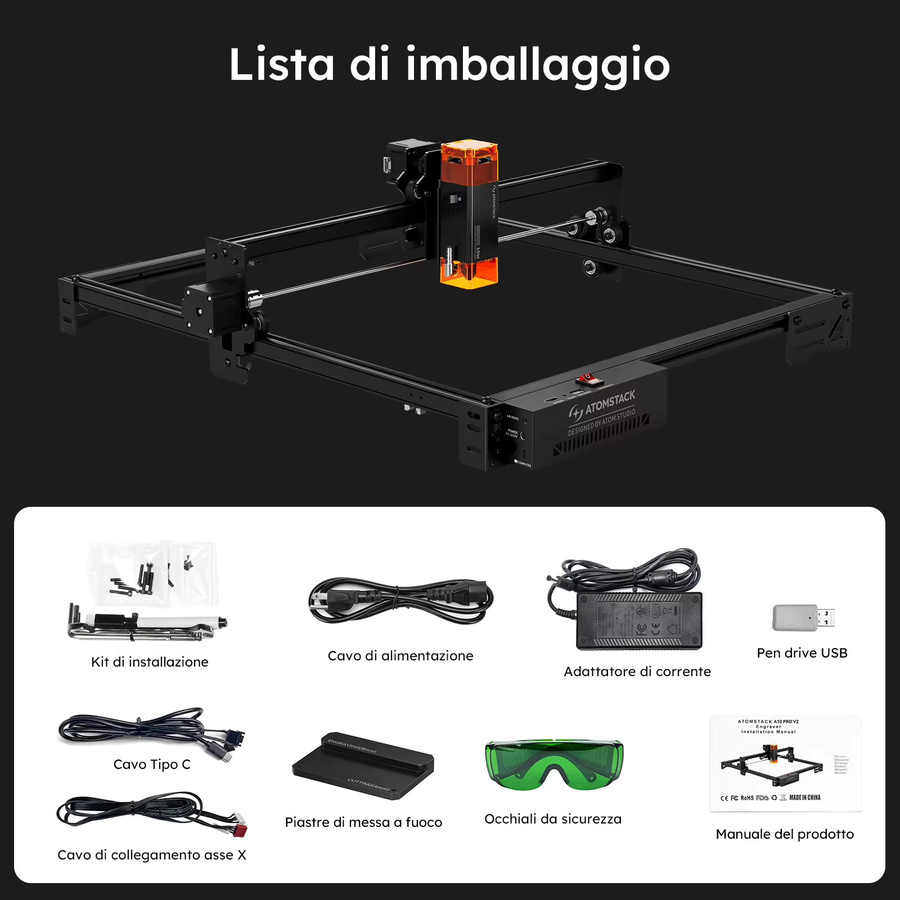 Atomstack A10 Pro V2 Lasergravurmaschine mit Hochpräzisions-Gravur und Laserschneider für Acryl und Holz mit APP-Steuerung und Sicherheitsschutzsystem, Arbeitsbereich: B: 41 cm, T: 38 cm - Bild 6