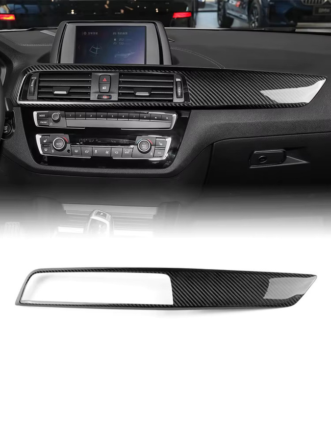 3D-Konsolenverkleidung aus glänzender Kohlefaser für BMW 1er F20 F21 F22 F23 (2017-2019) 118i 120i M140i, kratzfestes Armaturenbrett in Schwarz - Bild 6