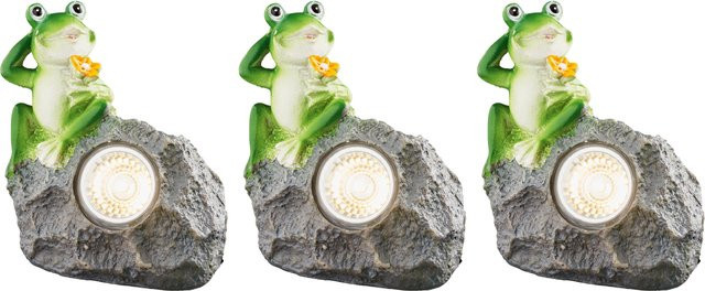 LIVARNO HOME Solarsteinleuchten Set mit Frosch in Grau, 3 Stück - Bild 1