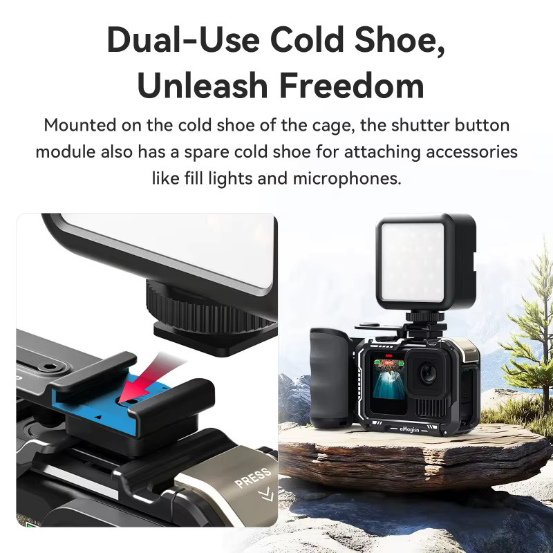 aMagisn Xplorer Grip Kit Combo für GoPro Hero 13 in Schwarz mit Metallrahmen und Kunststoff-Metall-Schnellspanner Zubehör - Bild 4