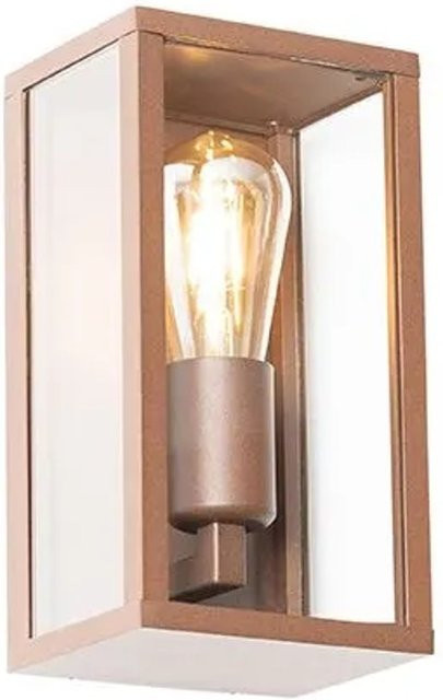 QAZQA Industrielle Wandleuchte Charlois in Rostbraun aus Aluminium und Glas, IP44 wetterfest für Außenbereiche und Badezimmer, E27, dimmbar - Bild 1