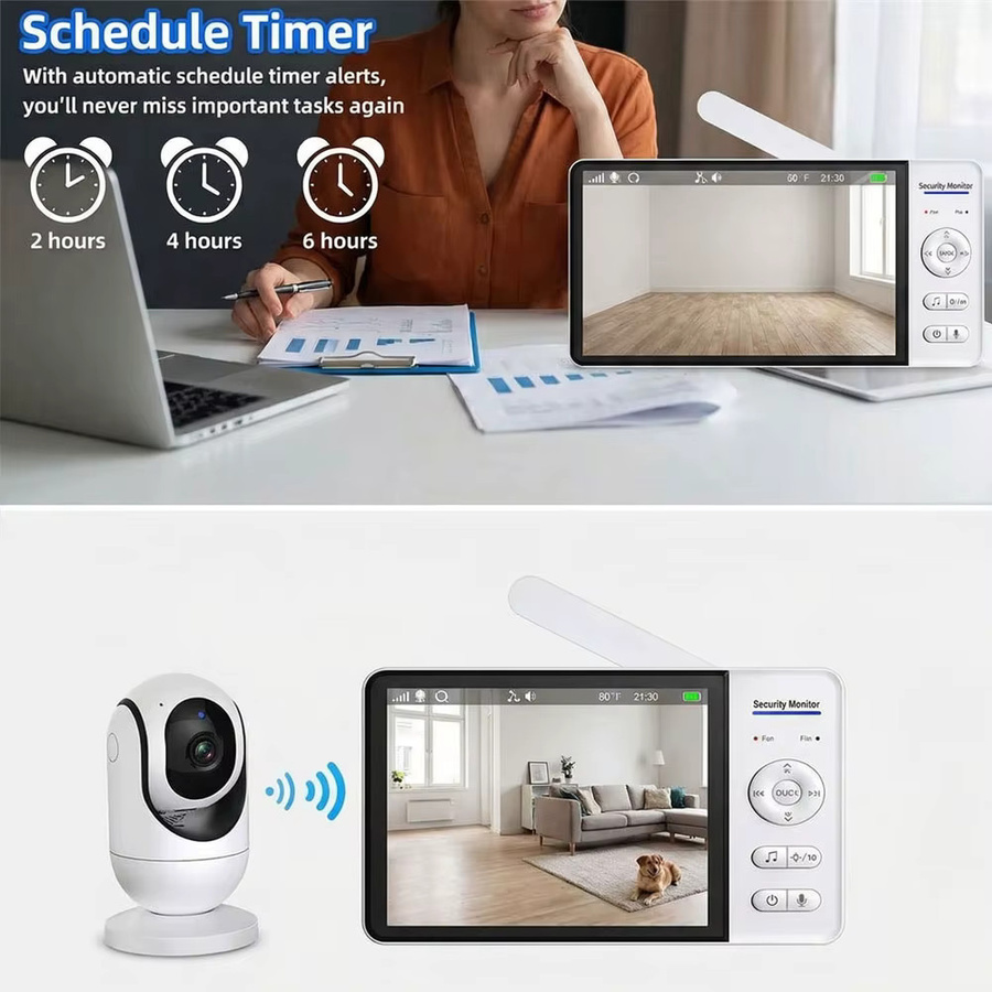 Overscam Babyphone mit 7-Zoll-Bildschirm, Kamera, Audio und Nachtsicht, Weiß, ohne WLAN mit Temperaturüberwachung und 2-Wege-Gespräch - Bild 3