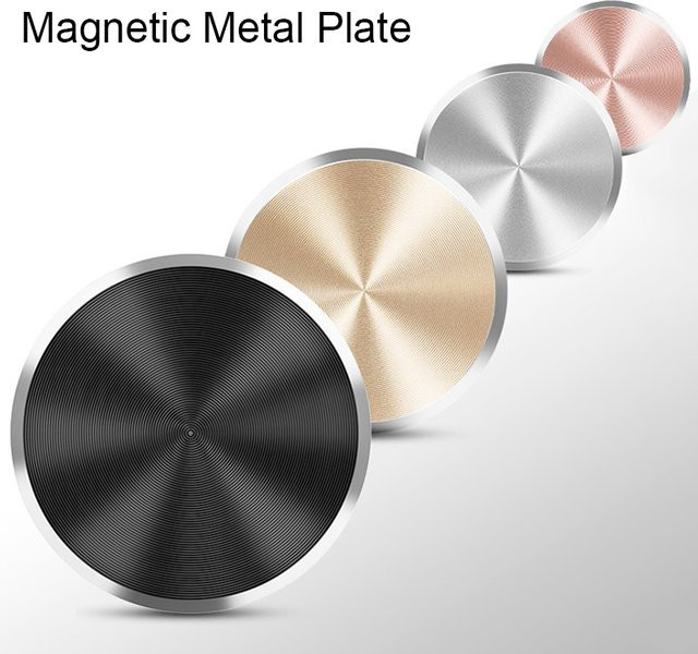 WSSHE Magnetischer Handyhalter für das Auto in Gold mit runder Metallplatte und ultraflachen Eisenplatten-Aufklebern - Bild 1