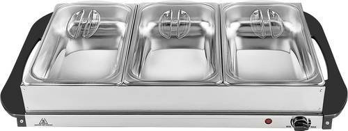 Silva Homeline SH 4.1 425009 Elektrischer Buffetwärmer aus Edelstahl und Glas in Schwarz und Silber - Bild 1