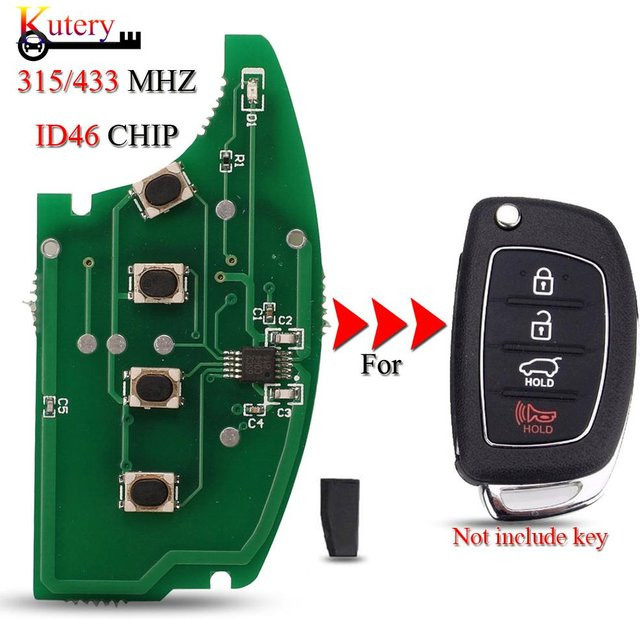 Jingyuqin Faltbarer Funkschlüssel für Hyundai Elantra Akzent Santa Fe mit 4 Tasten, 315/433MHz und ID46 Chip, Farbe: Grün - Bild 1