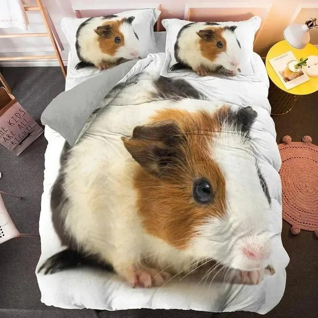 Lodestar Meerschweinchen Bettwäscheset mit 3D-Tierprint für Kinder und Teenager, weiß, B/H: 180 x 210 cm - Bild 1