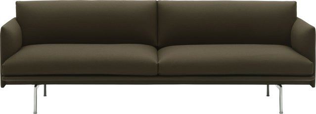 Muuto Outline 3-Sitzer Sofa in Braun mit Polsterung und Holz-Stahl-Gestell - Bild 1