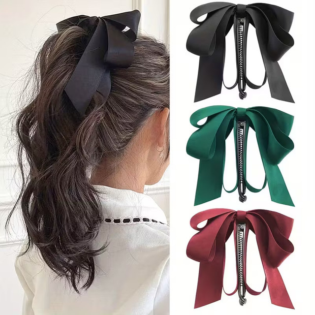 Haarspange mit Schleifenquasten, Satin - Bild 1
