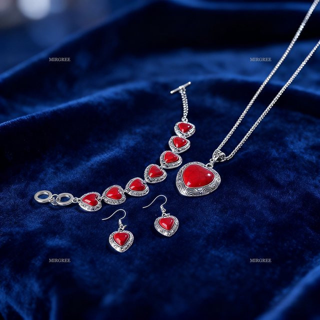 Schmuckset, herzförmig, Silber, 3-teilig - Bild 1