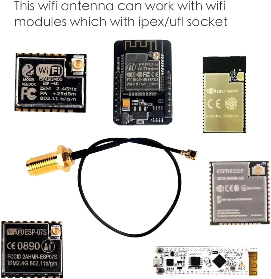 RCmall 2,4 GHz WLAN-Antenne mit U.FL auf SMA-Buchse, 3dBi Gain, Schwarz, 2 Stück - Bild 3