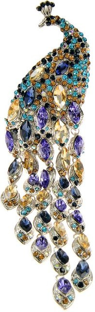 YIRAN Jewelry Brosche Pfau, Kristallquaste, Damen - Bild 1