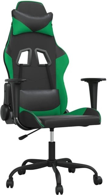 vidaXL Gaming-Stuhl in Schwarz und Grün aus Kunstleder mit Armlehnen und Rollen - Bild 1