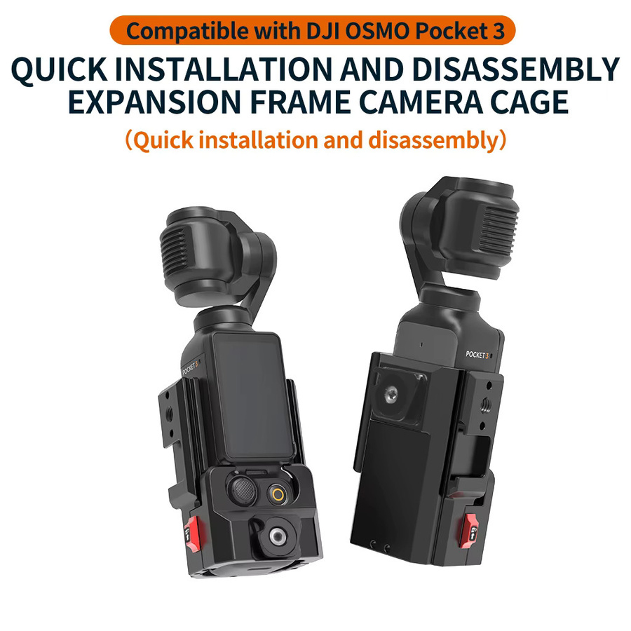 FEICHAO Metallkäfig mit Magnetgriff und Blitzschuh für DJI Osmo Pocket 4 und Pocket 3 in Schwarz - Bild 2
