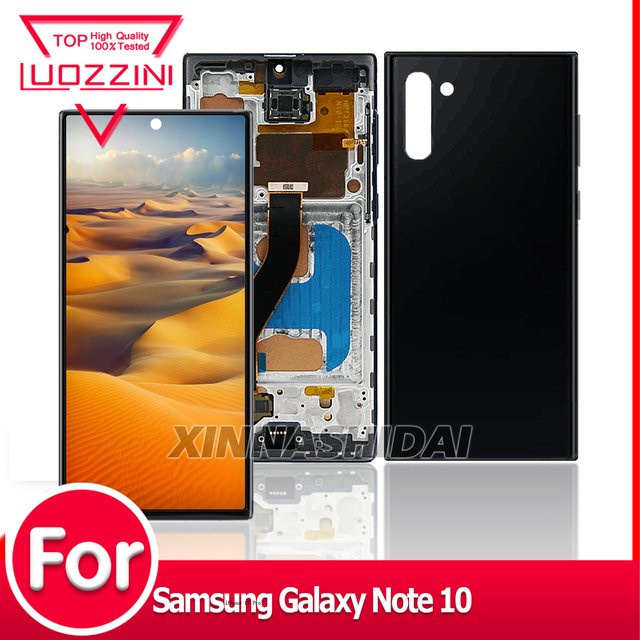 Samsung Galaxy Note 10 N970 N970F LCD-Touchscreen-Digitizer-Baugruppe mit Rahmen in Schwarz - Bild 1