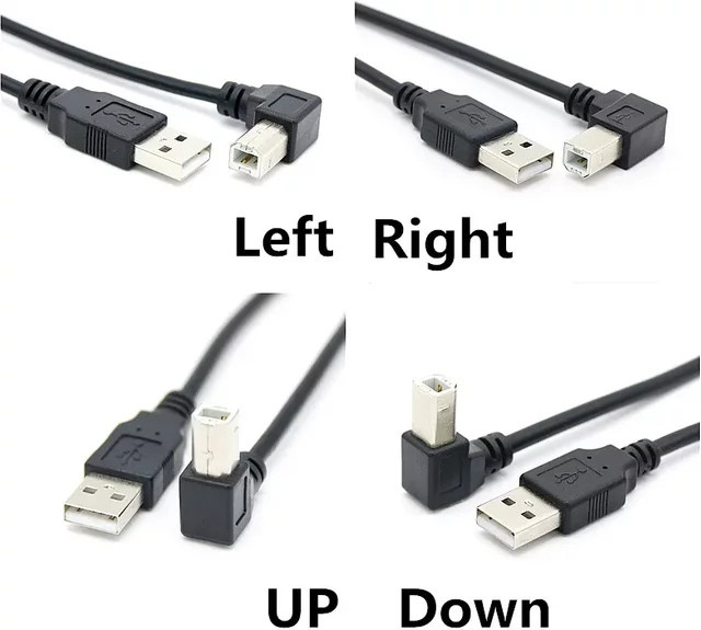 BSN USB 2.0 Drucker-Scannerkabel Typ A auf Typ B, abgewinkelt (90 Grad), Schwarz, 50 cm und 150 cm - Bild 1