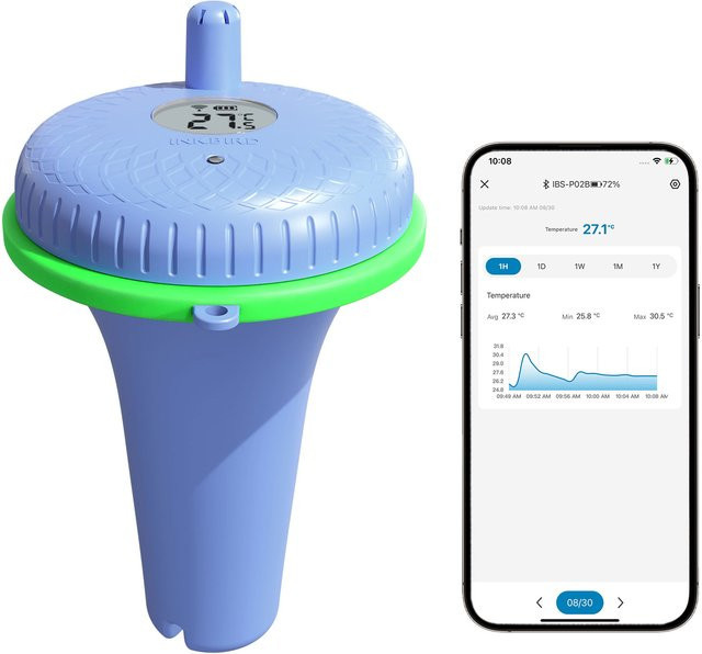 INKBIRD Verbessertes schwimmendes Pool-Thermometer mit Bluetooth, wasserdichtes digitales Wasserthermometer für Schwimmbäder, Aquarien, Spas und Teiche - Bild 1