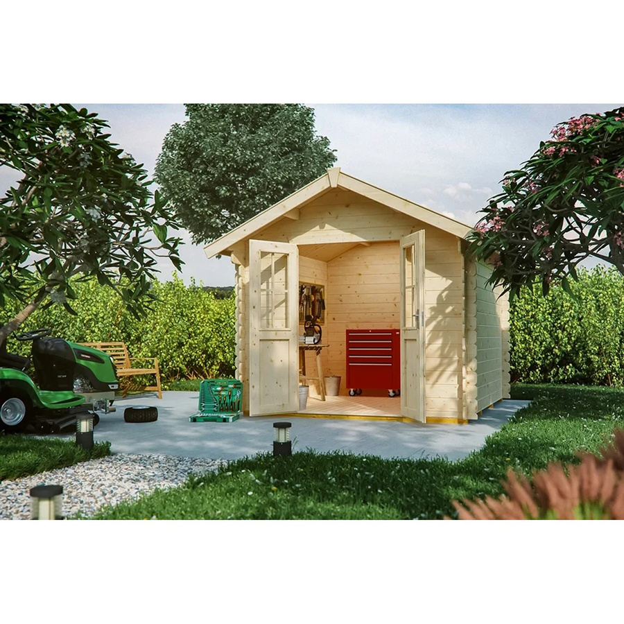Skan Holz Gartenhaus Palma 3 Satteldach Natur Unbehandelt B/H/T: 280 x 256 x 300 cm - Bild 2