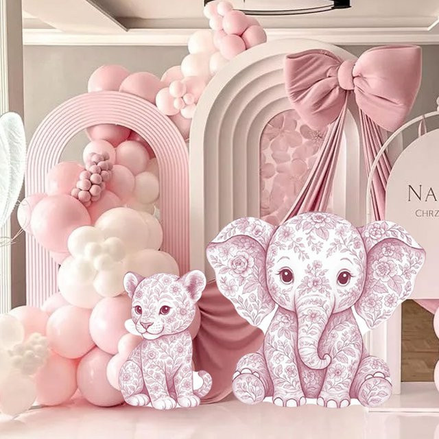 Rosa Toile Elefanten-Ausschnitt Schaumstoff-Mosaikplatte für Babyparty und Geburtstagsdekoration, Farbe: Pink, Höhe: 45,72 cm - Bild 1