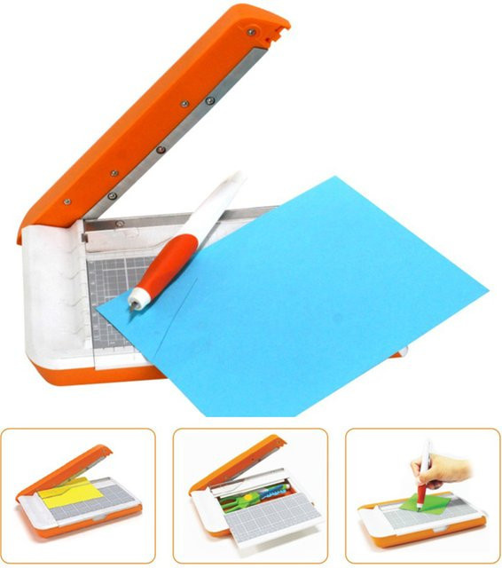 Papierschneidemaschine mit Speichergitter und Push-Pull-Abdeckplatte in Orange für Foto-Sammelalben, DIY-Einladungen und Briefumschläge - Bild 1