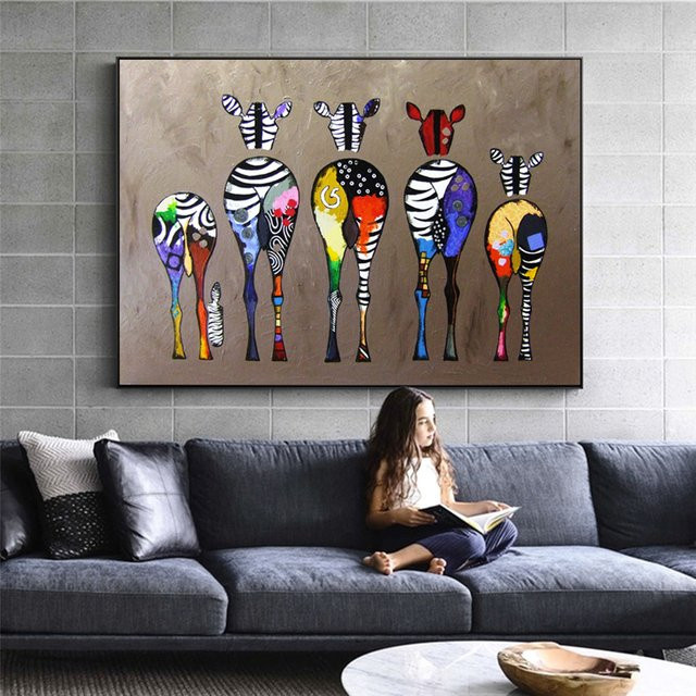 Abstrakte Zebra Leinwand Kunst von HALFLEMART in Multicolour als modernes Wandbild mit afrikanischem Tiermotiv - Bild 1