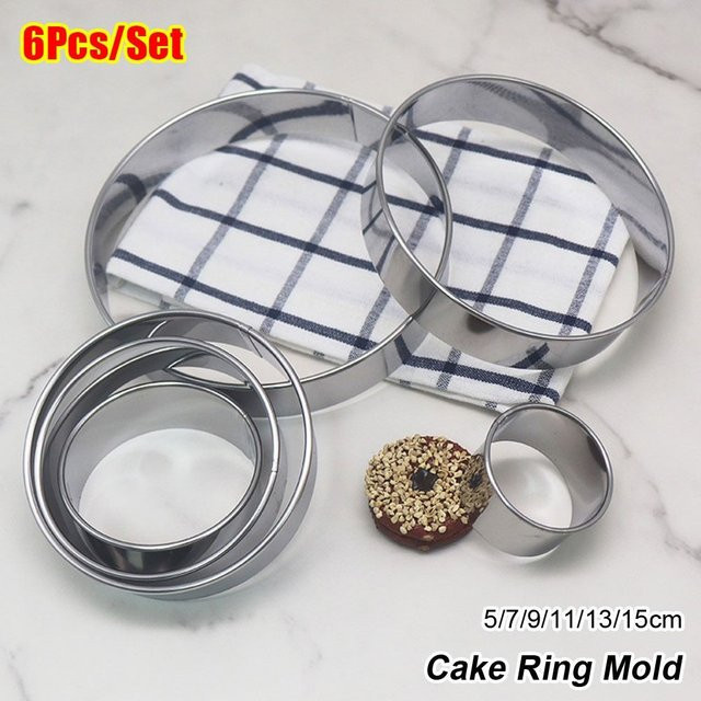 6er Set runde Kuchenringe aus Edelstahl in Silber für Mousse, Cookies und DIY Backprojekte, Durchmesser: 5 cm, 7 cm, 9 cm, 11 cm, 13 cm und 15 cm - Bild 1
