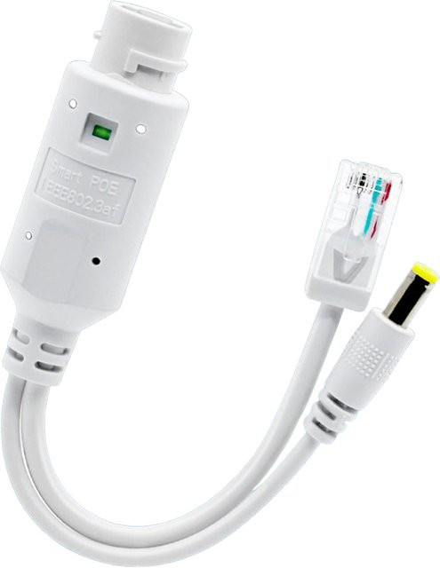 ALLOET 48V auf 12V PoE-Splitter-Adapter, wasserdichtes Ethernet-Adapterkabel für IP-Kameras, AP und VoIP-Telefone, Farbe: Weiß - Bild 1