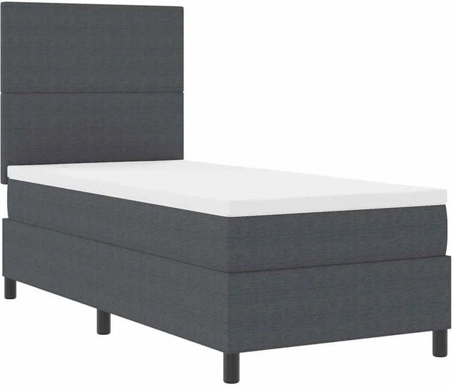 vidaXL LED Boxspringbett aus Cordstoff in Dunkelgrau und Weiß mit Taschenfederkern, B/T/H: 80 x 200 x 140 cm - Bild 1