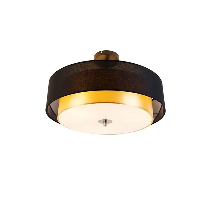 QAZQA Moderne Deckenleuchte Drum Duo in Schwarz und Gold, Durchmesser: 50 cm - Bild 2