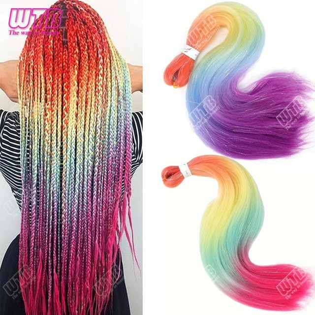WTB Box Jumbo Zöpfe, 26 Zoll, synthetisch, Ombre Regenbogen, Damen - Bild 1