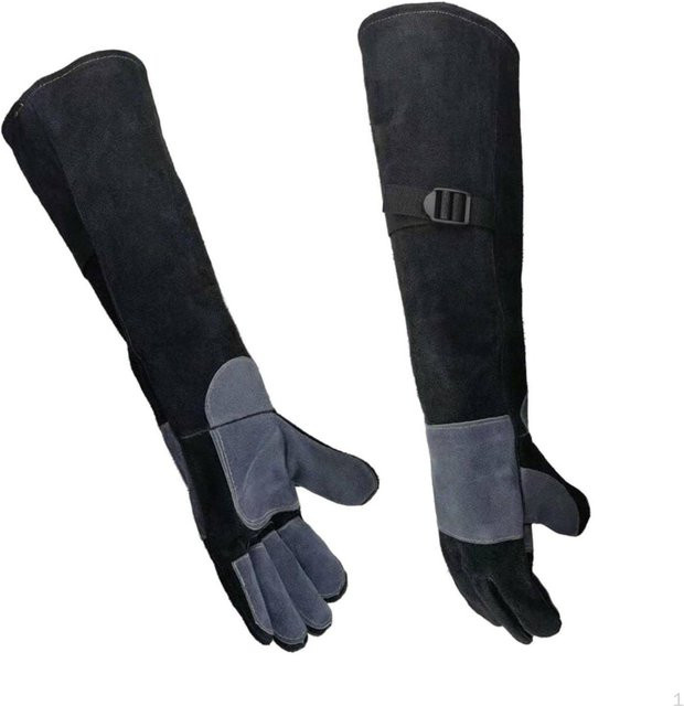 HomeVibe Haus Lederhandschuhe in Schwarz: Schwere Ausführung mit langen Unterarmschützern, bissfest und stichfest für die Arbeit - Bild 1