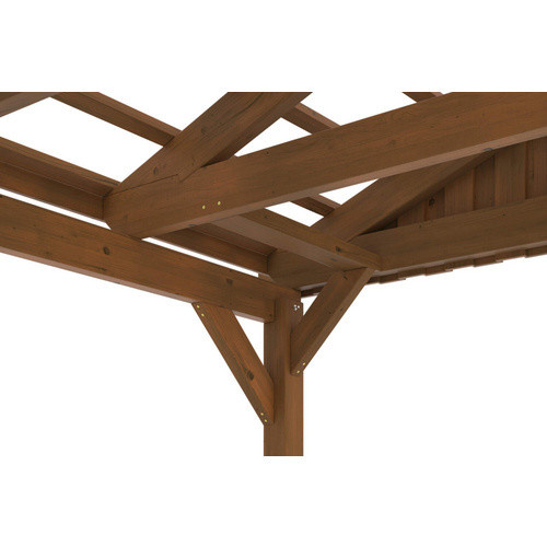 Skan Holz Carport Fichtelberg aus Fichte Leimholz in Nussbaum Braun mit spitzer Dachform, B/T: 317 x 808 cm, Höhe: 303 cm - Bild 4