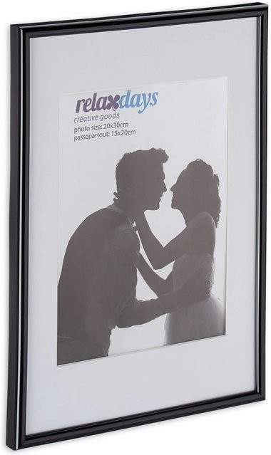Relaxdays Bilderrahmen 2er Set Schwarz aus Kunststoff mit Glas und MDF zum Aufhängen oder Aufstellen, B/H: 30 x 20 cm - Bild 1